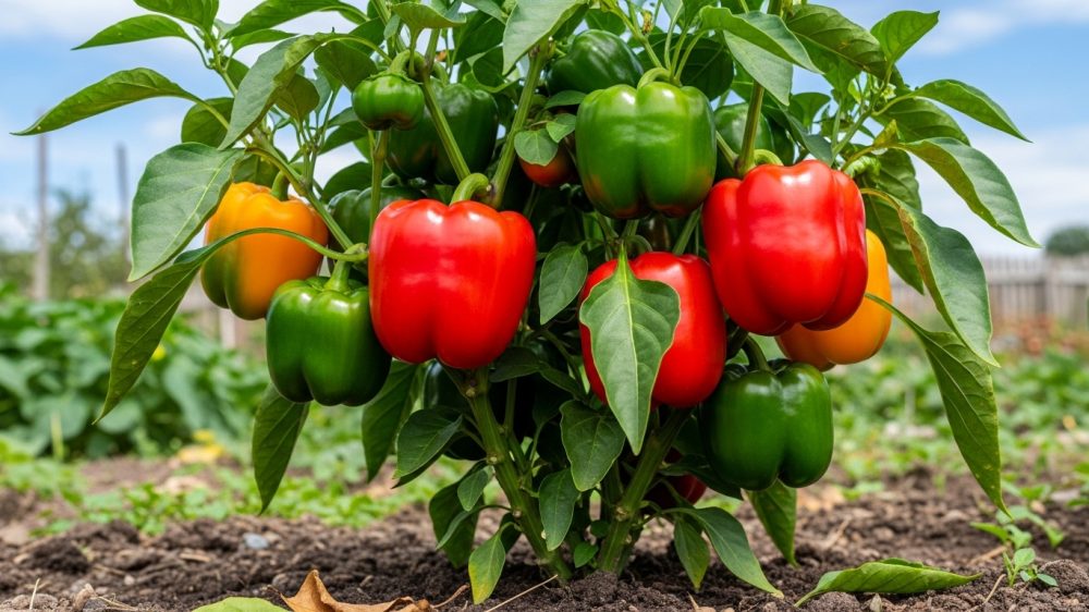 Poivrons colorés au potager