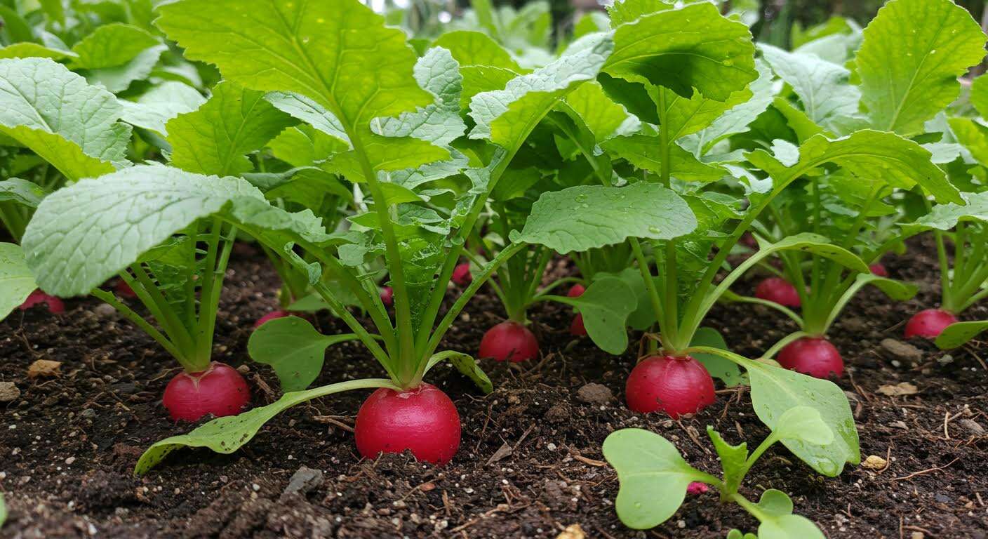 Radis dans le potager